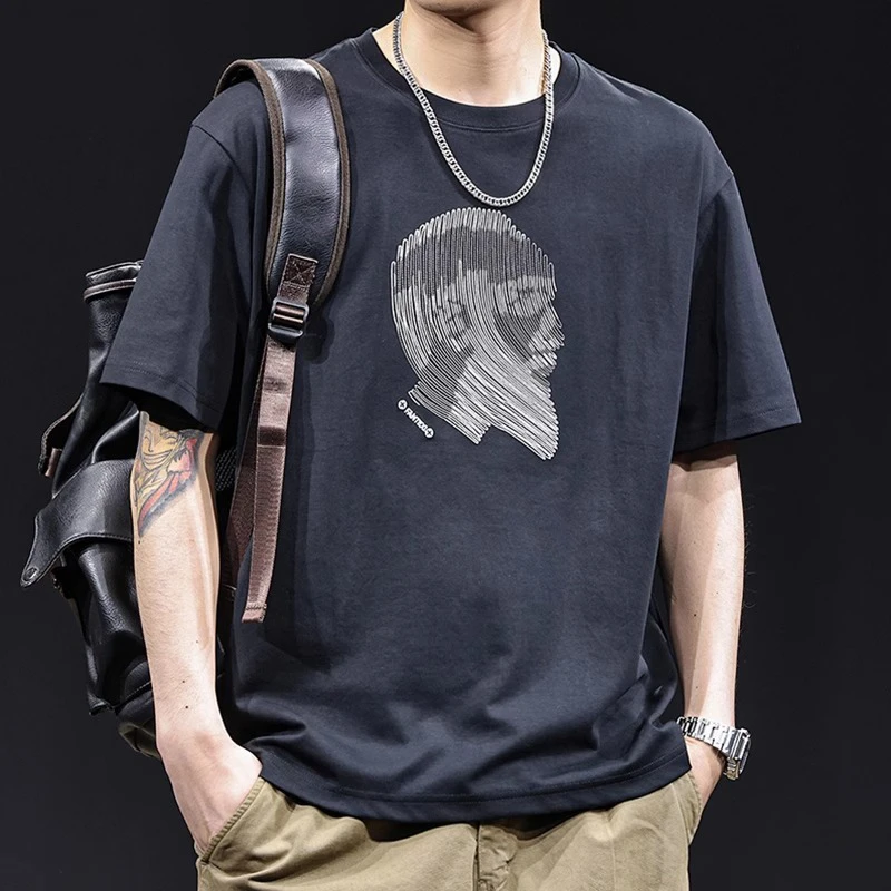 U&PURA潮牌印花短袖t恤男士宽松夏季新款高端休闲潮流百搭t恤