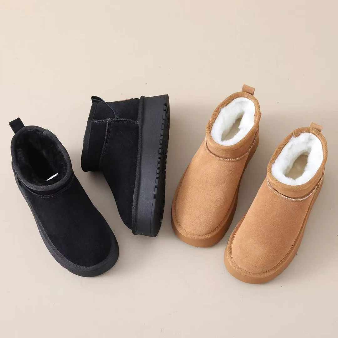 周冬雨同款牛皮雪地靴5853