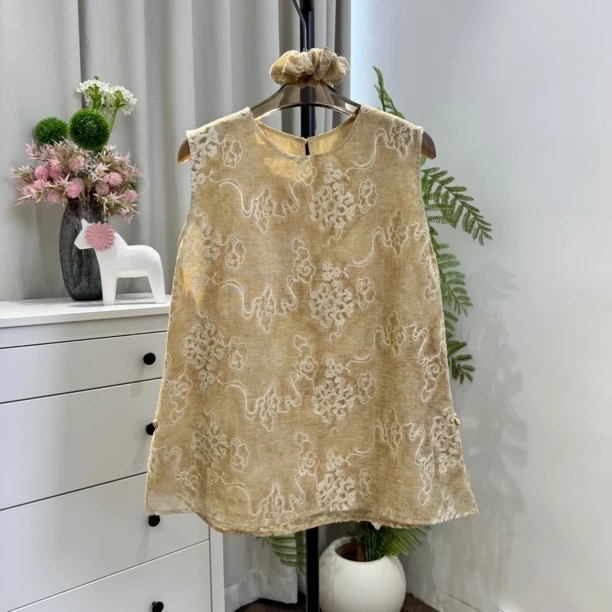 【深圳丽姐-燕子】2507B亚麻发圈背心