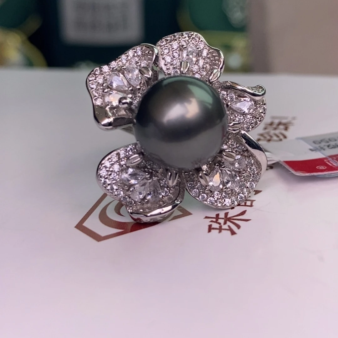 银S925镶嵌戒指海水珍珠