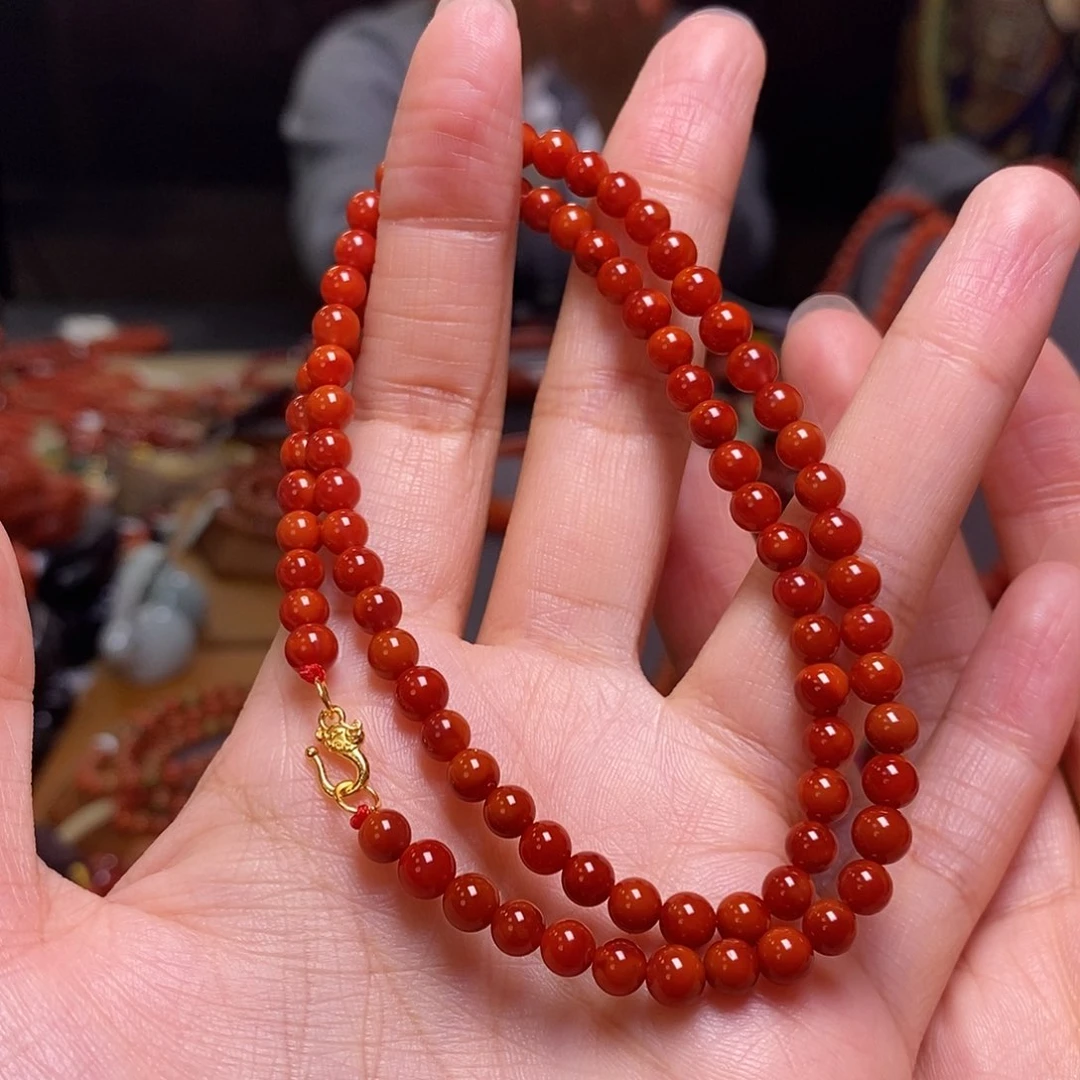 南红玛瑙锁骨链银S925镶嵌平*