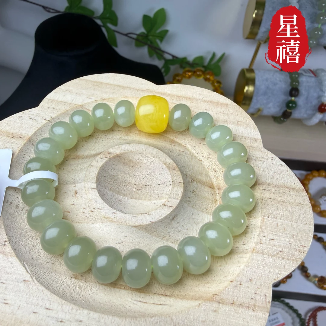 和田玉晴水算盘珠单圈手串简约百搭