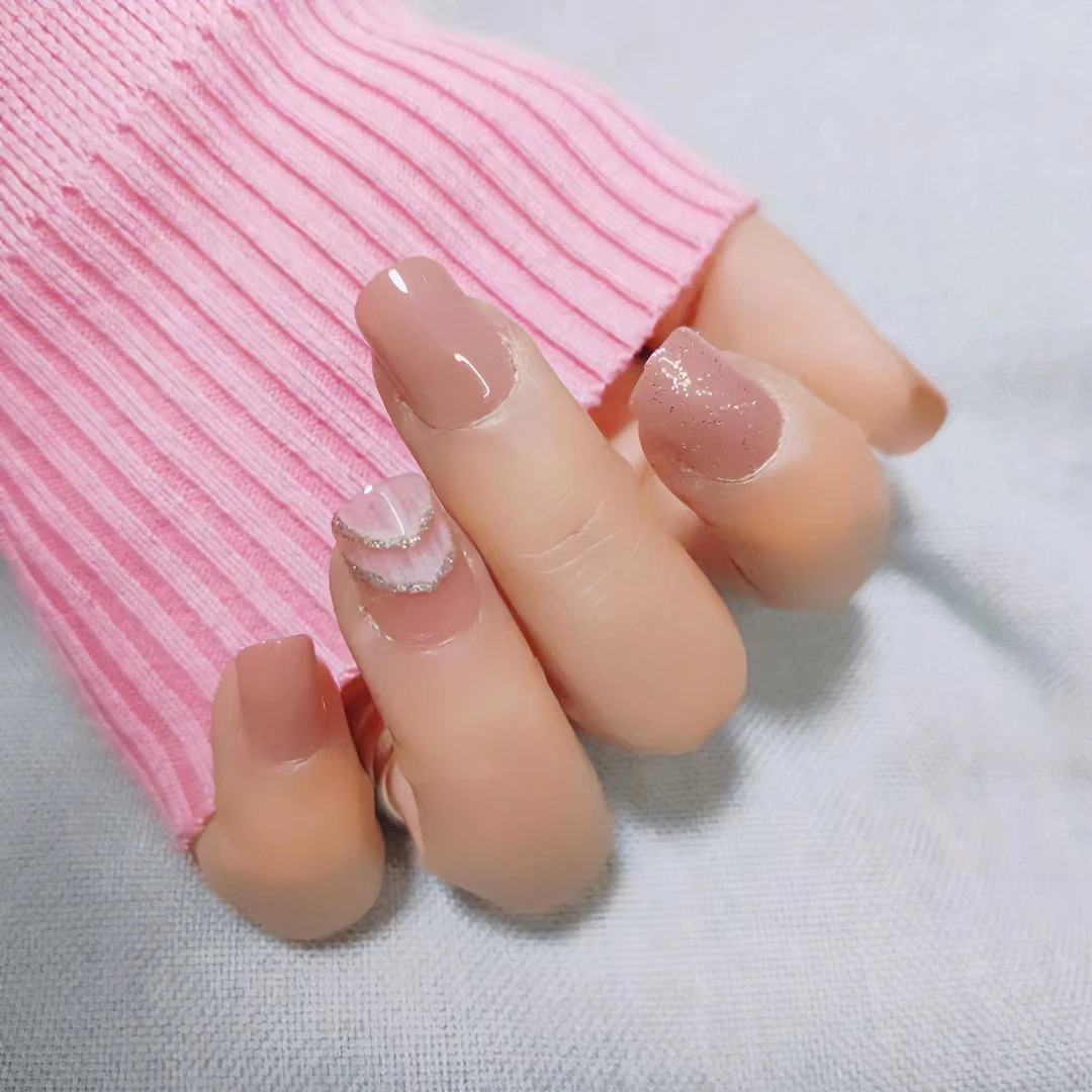 【M128】闪粉云朵奶茶色折无痕空气软甲（30片装 短甲）