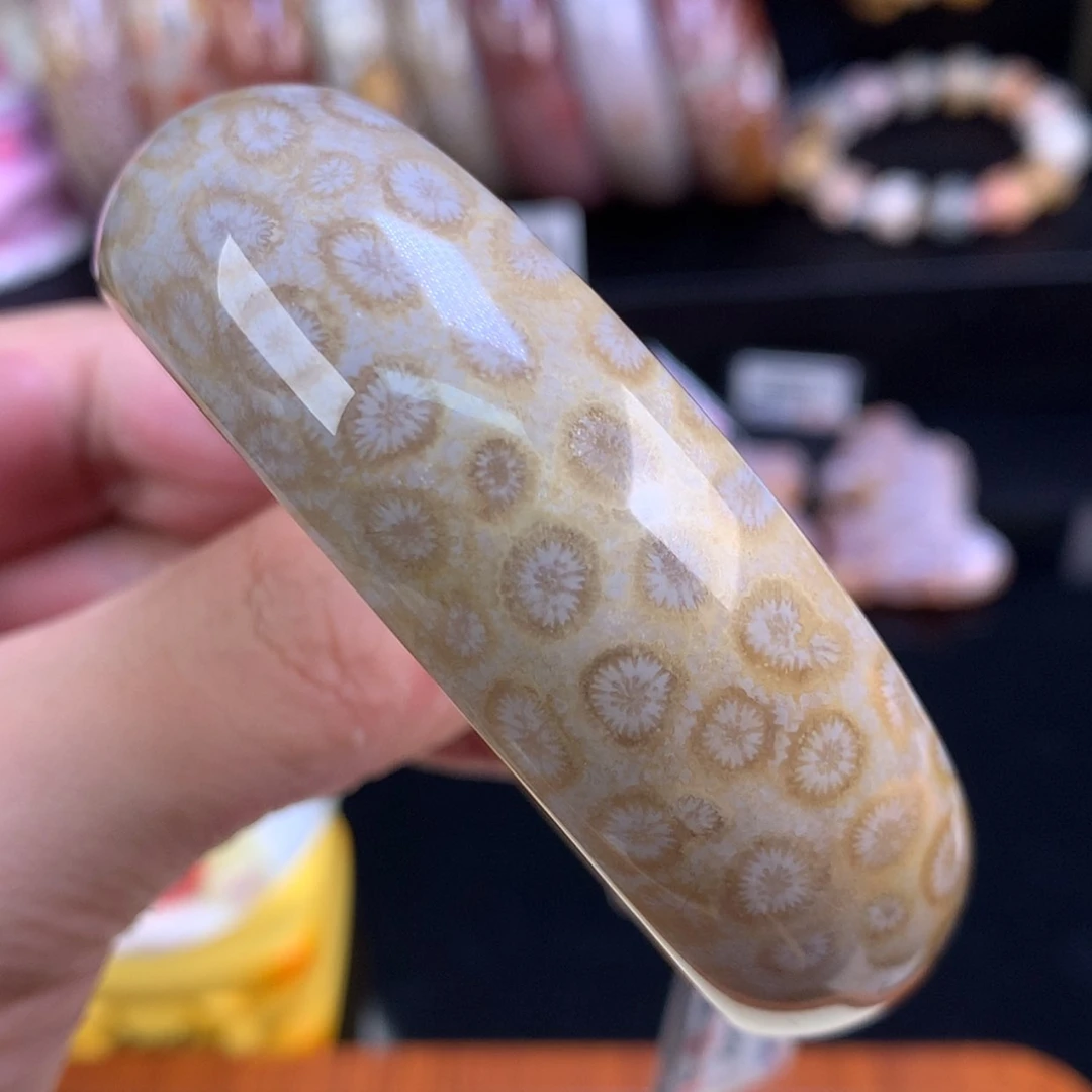 【闪购商品】颈饰未镶嵌硅化珊瑚（珊瑚玉）68号57.2圈雏菊豹纹