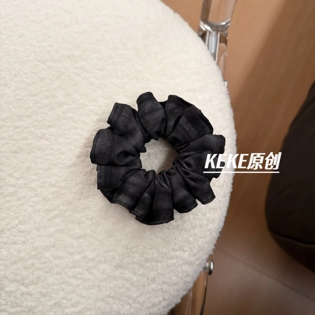 KEKE原创小众扎染黑灰色压边气质发圈
