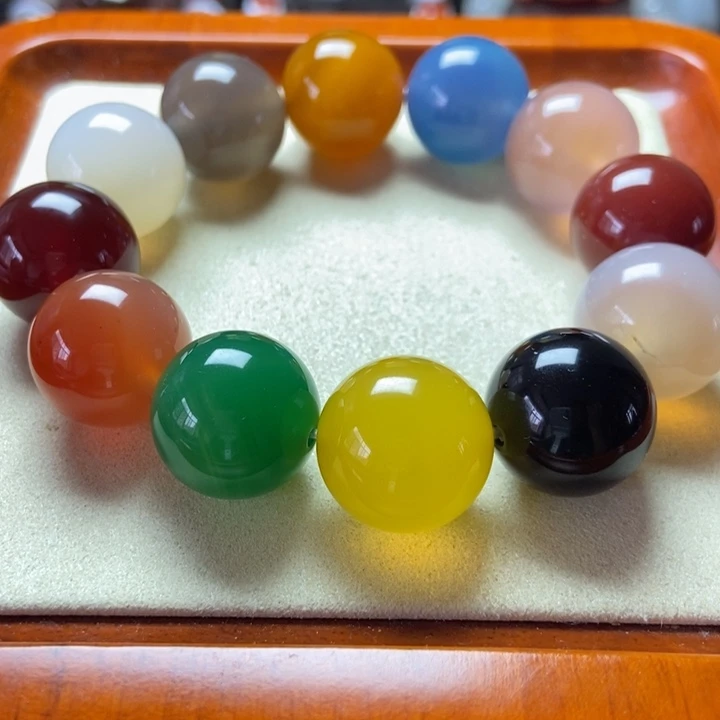 玛瑙/玉髓未镶嵌手串高品 12色多宝