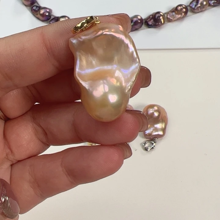 淡水珍珠银S925镶嵌吊坠(不含链)