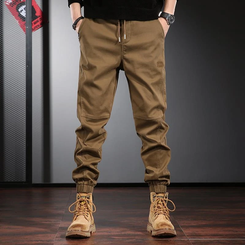 秋冬季工装裤子男潮牌宽松束脚裤大码通勤百搭覆古美式加绒休闲裤