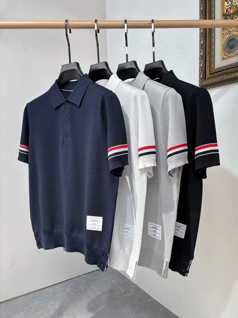【双休织带POLO衫翻领】夏季新款休闲透气菠萝格POLO衫翻领短袖T恤