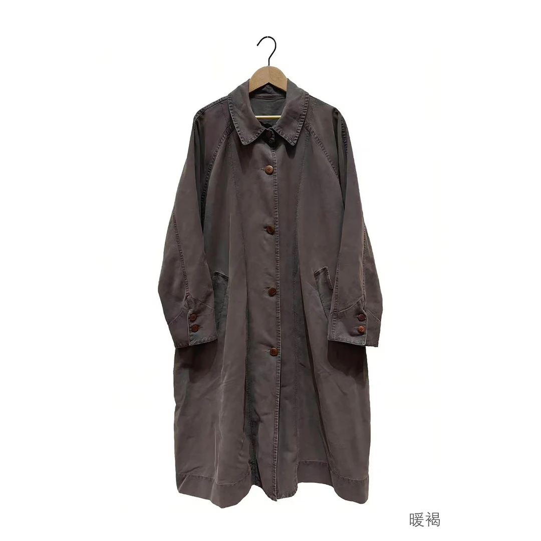 左岸迷香 Z25FW8024 布衣分享棉麻风衣 原创小众秋冬复古长外套
