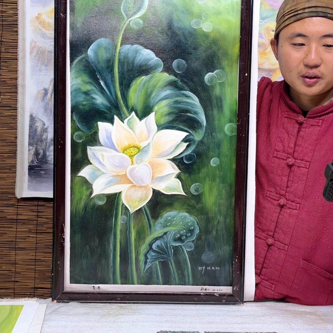 油画行路人小院绘画作品竞拍