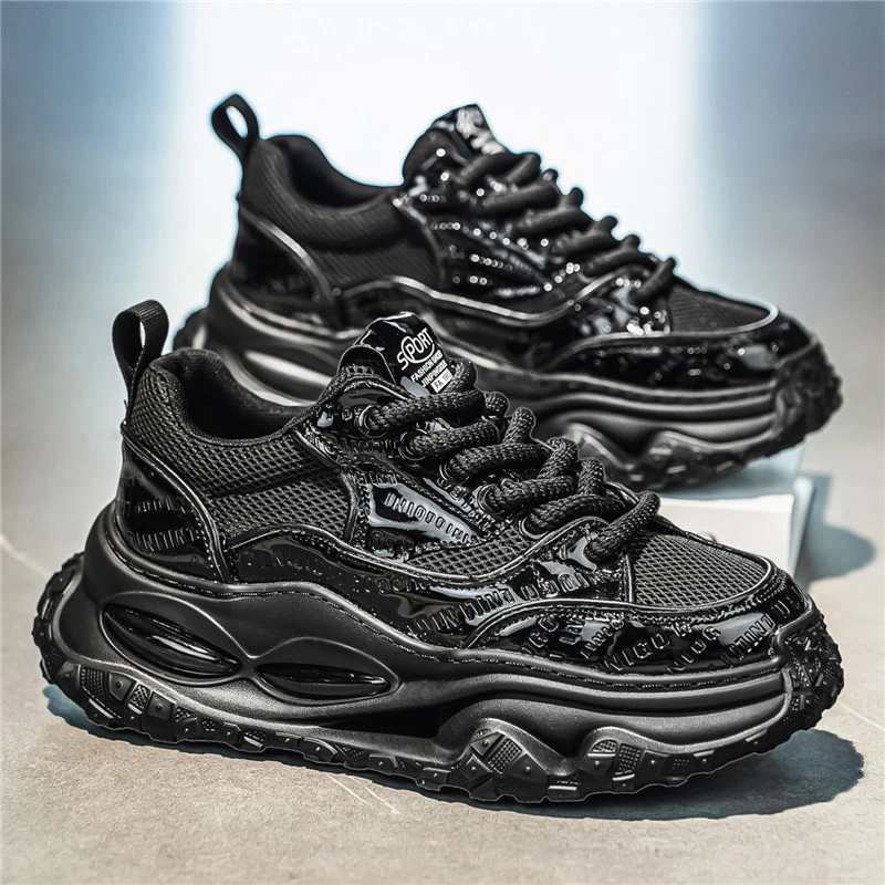 男鞋2025新款秋季透气网面百搭厚底增高老爹鞋高级感休闲运动潮鞋