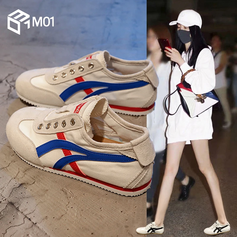 M01爆款帆布鞋女夏秋季新款德训鞋一脚蹬百搭洋气休闲阿甘小白鞋