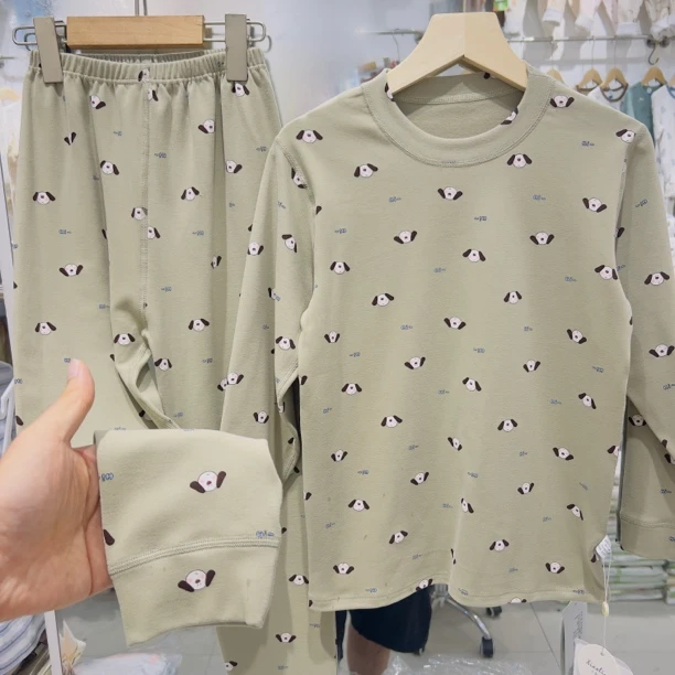 150-160码纯棉舒绒微厚内衣内裤套装秋衣秋裤家居服中领衬衣毛衫