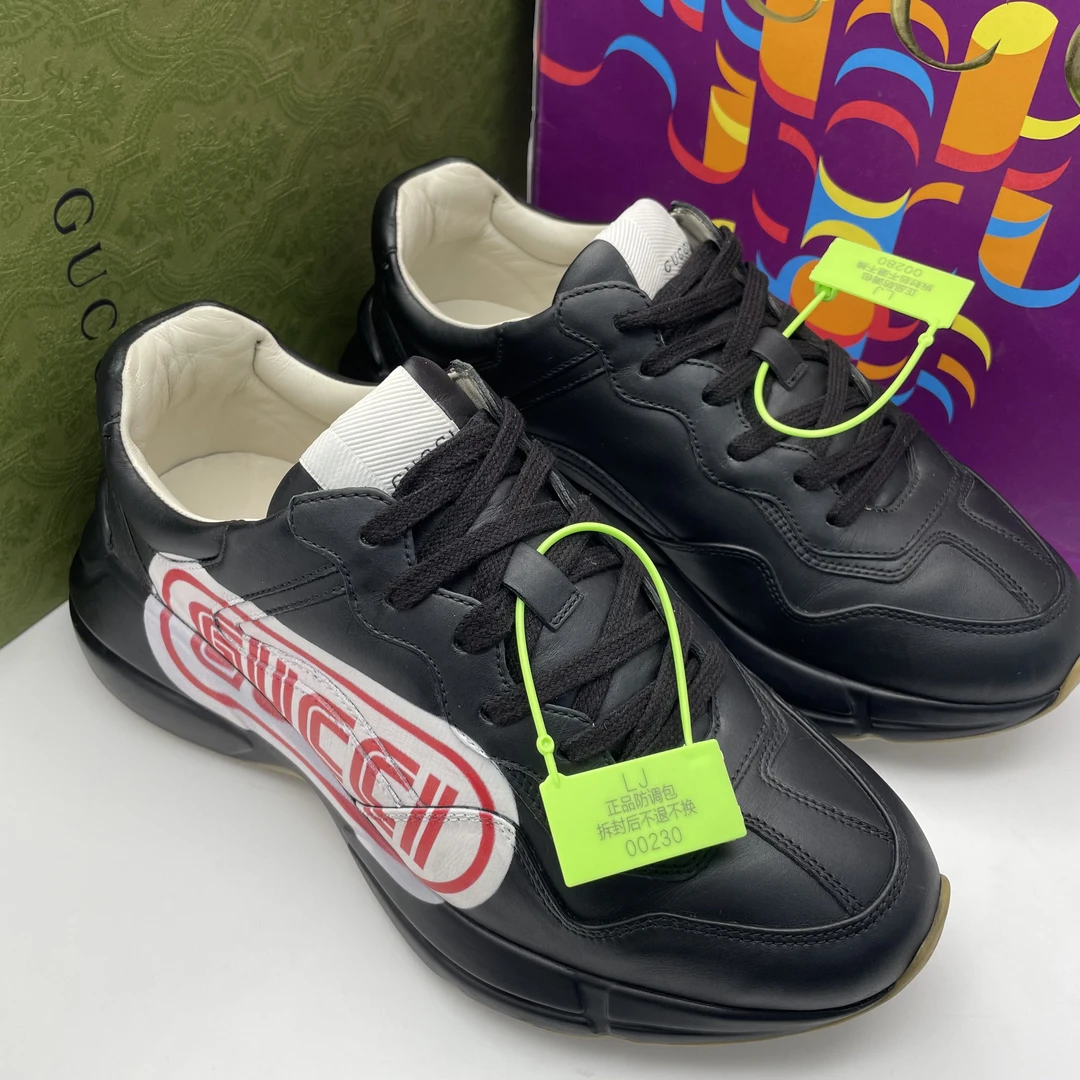 95新 GUCCI/古驰 39/41欧码/经典时尚侧标低帮运动老爹鞋