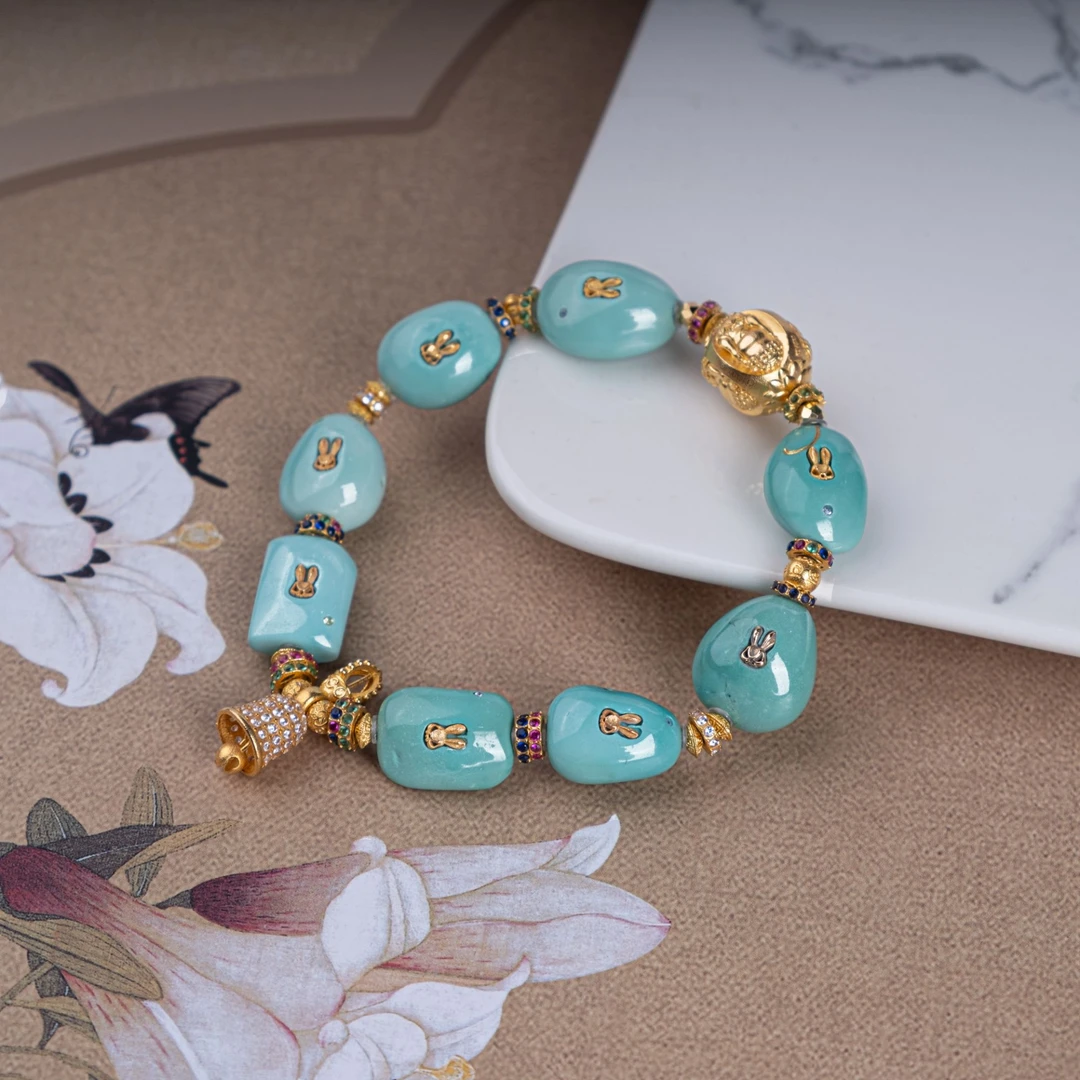 精品高瓷玉化原矿绿松石DIY18K手串节日好物氛围感气质款