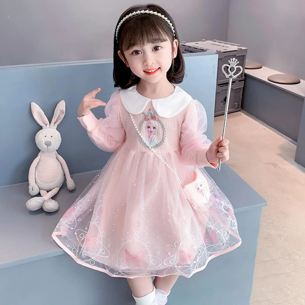 范哲萨女童公主裙春装秋装洋派裙子2025新款儿童宝宝春季艾莎洋装