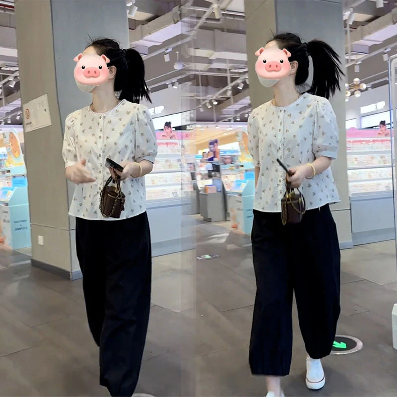 2025夏季轻熟风高级感时尚小个子百搭减龄设计感衬衫休闲裤两件套