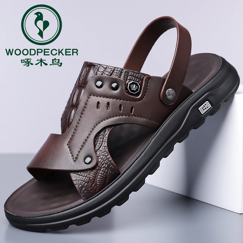 啄木鸟凉鞋男士2025新款休闲厚底沙滩鞋时尚拖鞋耐磨两用大码