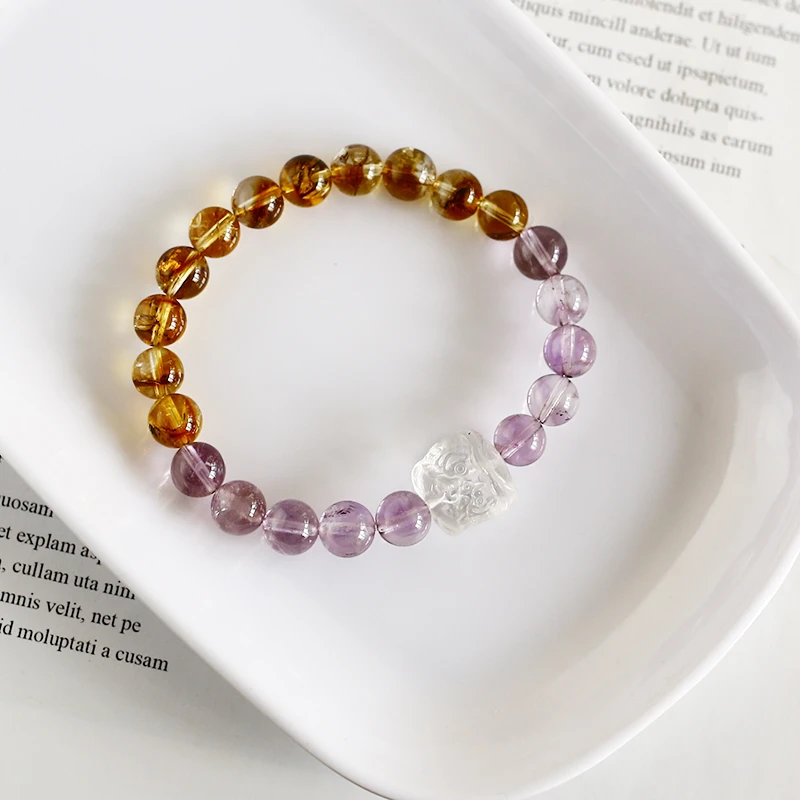 A25-天然黄塔晶手串 紫水晶手链 颜色微差 多样性发一 LY10049012