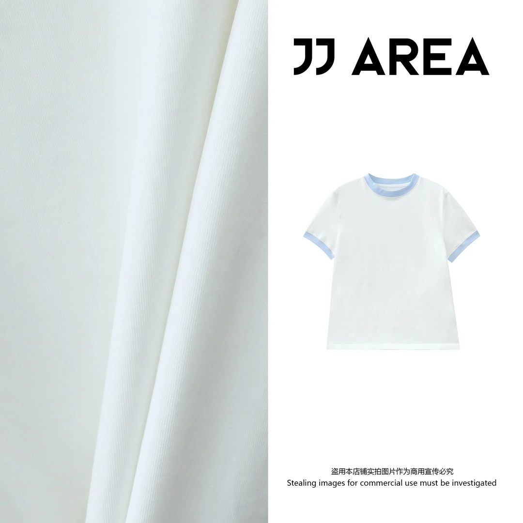 【JJ AREA】娇娇“撞色小G”高级感拼色纯棉情侣圆领刺绣T恤25短袖