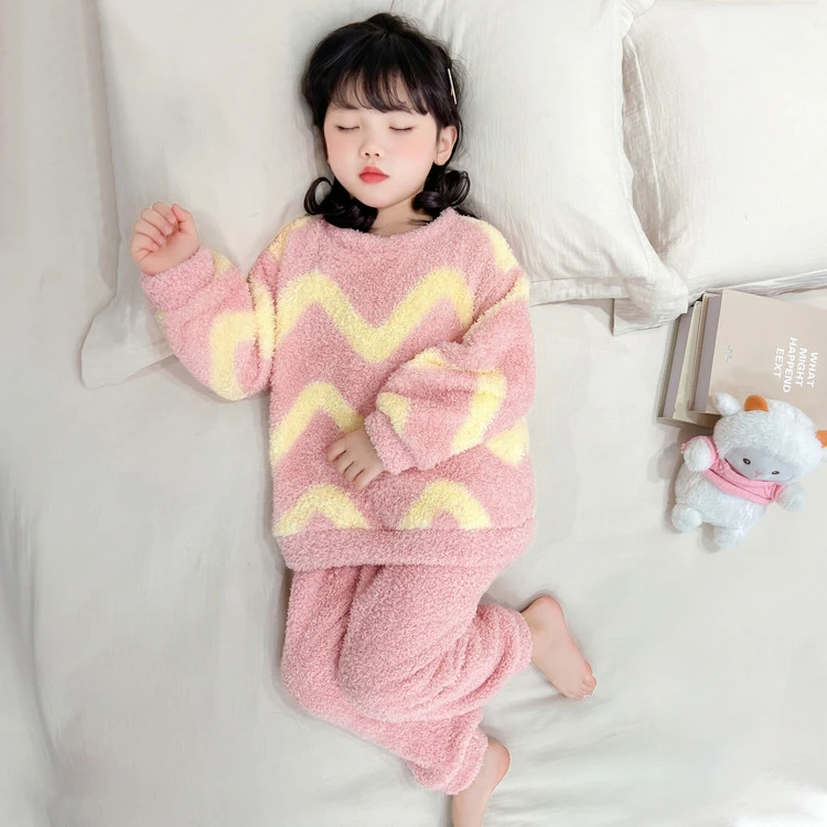 儿童睡衣女童秋冬款法兰绒女孩2025新款珊瑚绒冬季加厚宝宝家居服