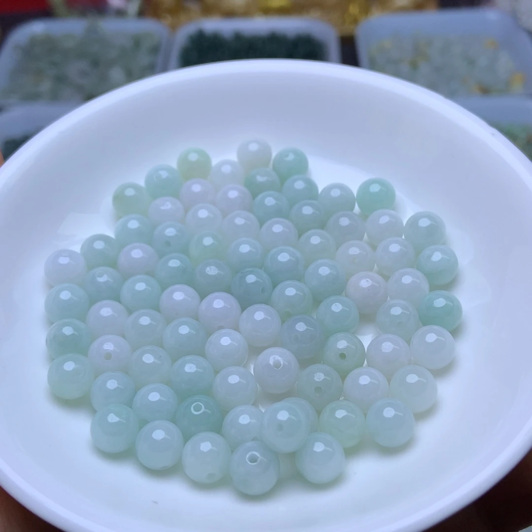未镶嵌手链翡翠卡7.5绿白26个（单圈手链）