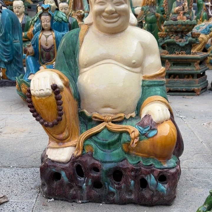 用***9琉璃三彩弥勒佛高度50厘米