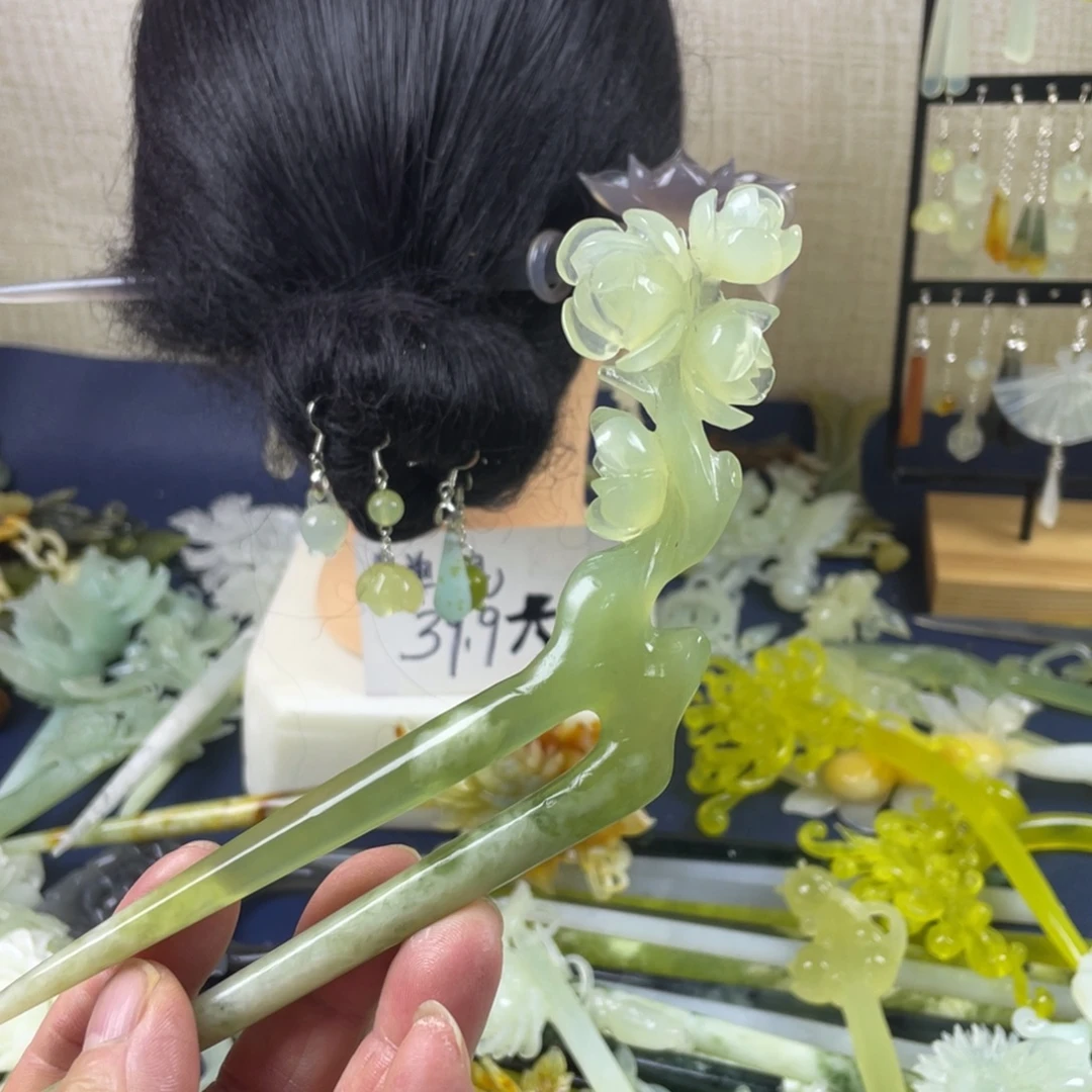 蛇纹石玉未镶嵌发饰
