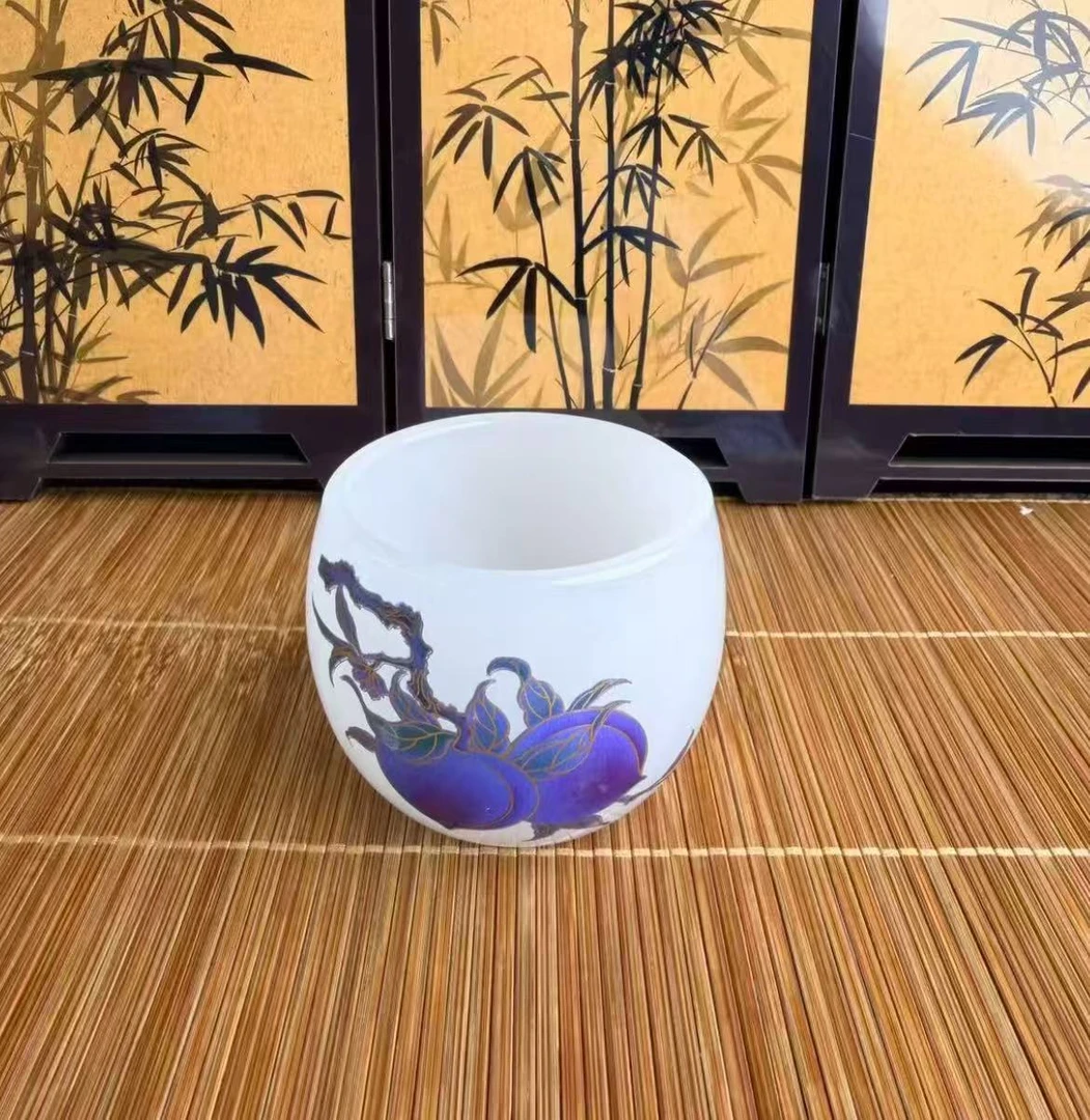 变色描金仙桃-琉璃鼓杯@906