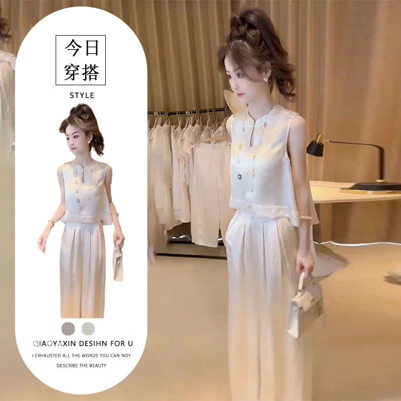 欧洲站女神范高级感夏季新款气质轻奢洋气减龄收腰上衣搭配阔腿裤