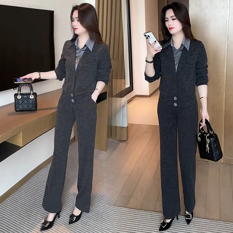 【48小时发货】洋气减龄休闲两件套女2025春秋新款时尚显瘦气质套装