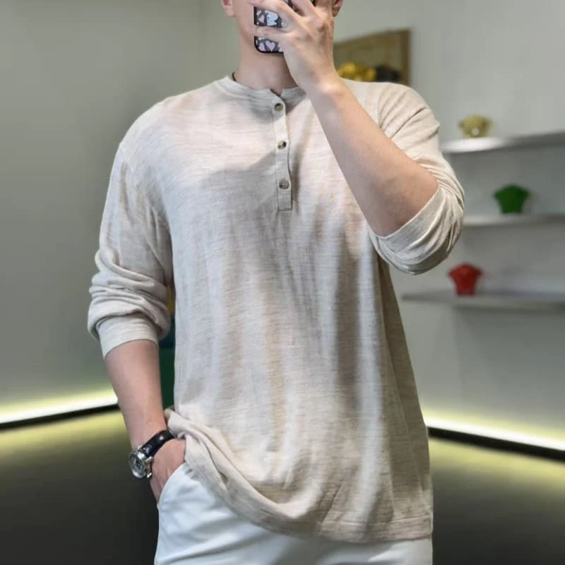 GDTN-早秋宽松薄款休闲领男女同款长袖立领纯色百搭套衫春秋秋季