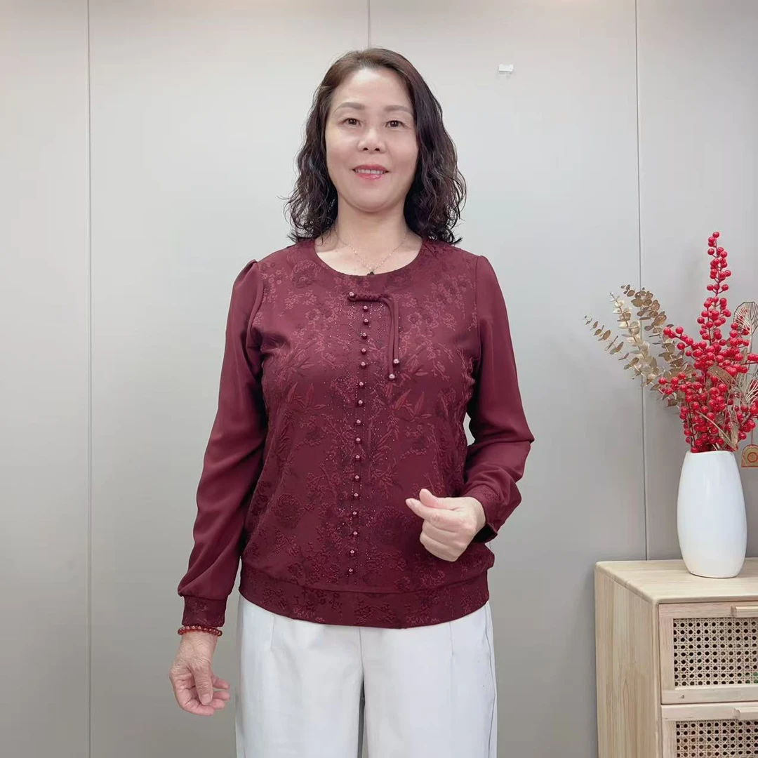 25秋季新款中老年女装妈妈上衣长袖新中式上衣减龄妈妈上衣妈妈装