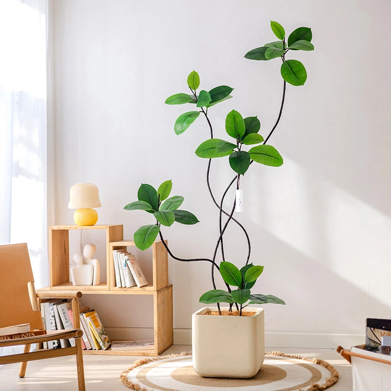 仿真绿植橡皮树高端轻奢假植物大型落地仿生盆栽室内客厅装饰