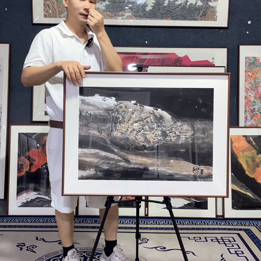 国画手绘画作品带框