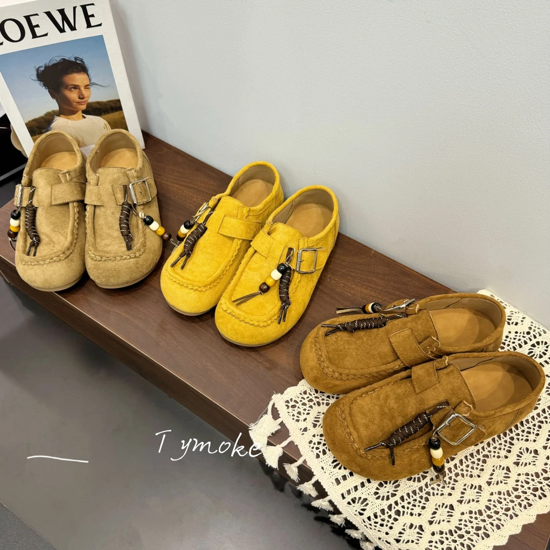 唐七七~！袋鼠勃肯鞋女单鞋2025年新款豆豆鞋平底鞋一脚蹬懒人鞋