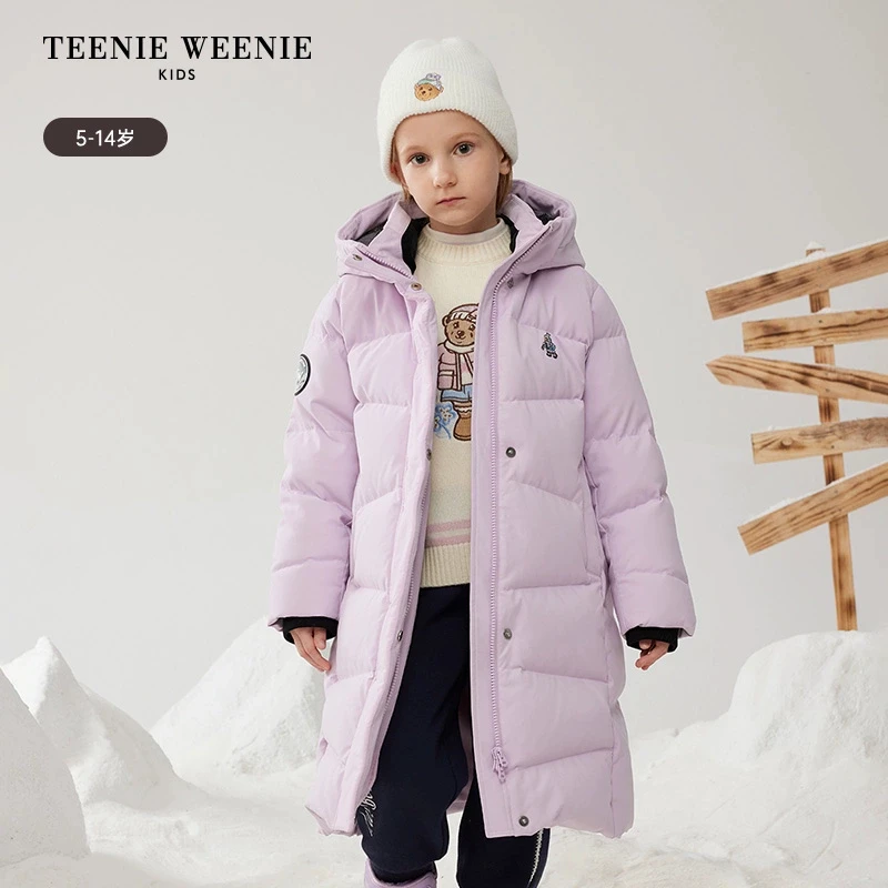 TeenieWeenieKids24新款女童户外防风防水长款羽绒服TKJD244V57B