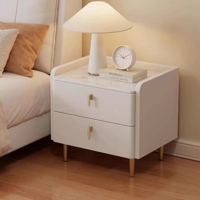 皮质床头柜现代简约家用轻奢小型多功能实木卧室收纳床边柜储物柜