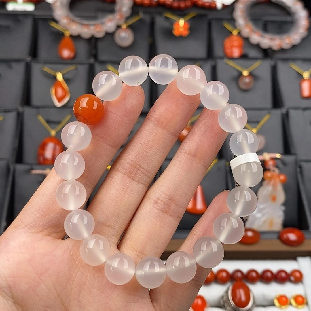 南红玛瑙未镶嵌南红荔枝冻手串9.5mm