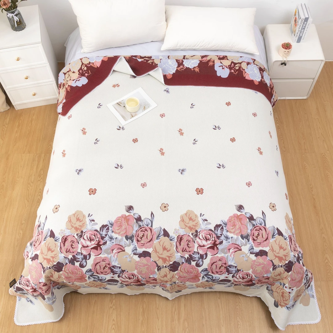 【佩滋花语】230*250 珀莱雅高端定制舒爽麻纱布盖毯