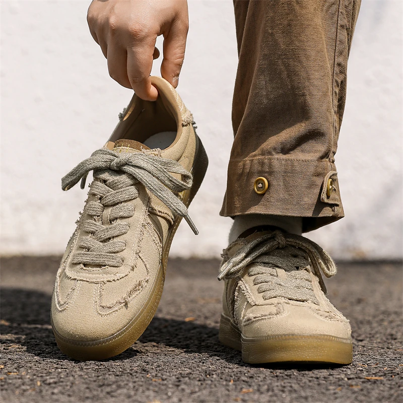 男鞋子复古德训鞋小众设计帆布休闲软底减震透气工装风废土风德训