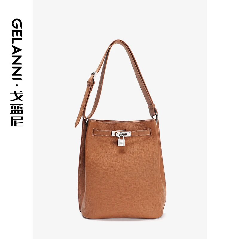 GELANNI高定真皮凯莉水桶包轻奢时尚百搭单肩