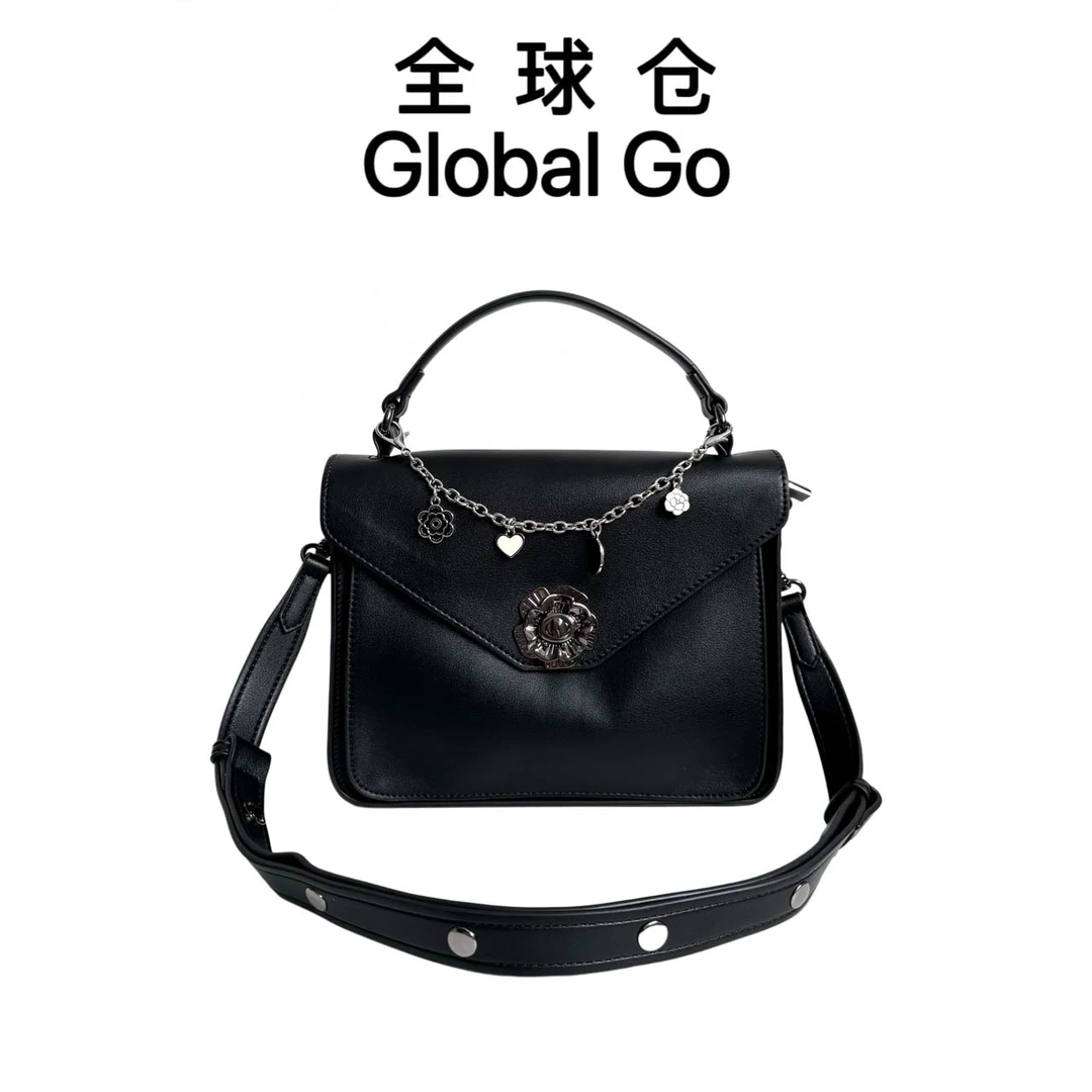 【全球仓Global Go】精致时尚复古黑色手提斜挎邮差包-98037