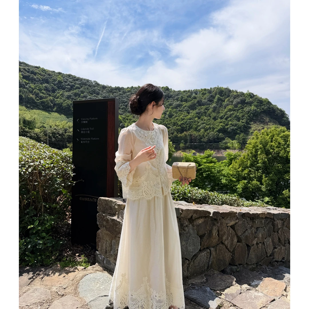 Zwinnie/詹维尼【永生花 全定制蕾丝边】莱赛尔天丝亚麻含吊带套装