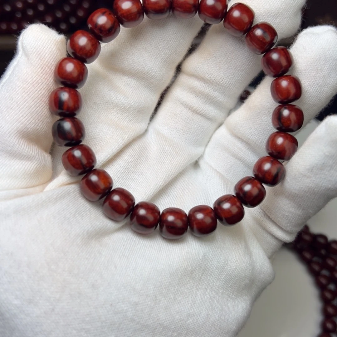 憨***憨小叶紫檀手串/手链原生态老料黑皮红9*10