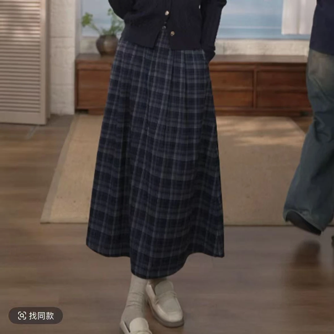 【双11提前购】25冬季复古格子气质高腰半身裙时尚百搭显瘦A字裙子