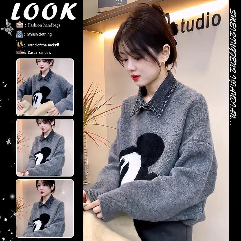 假两件针织衫微胖正肩毛衣女秋冬内搭设计感小众茶里茶气别致上衣