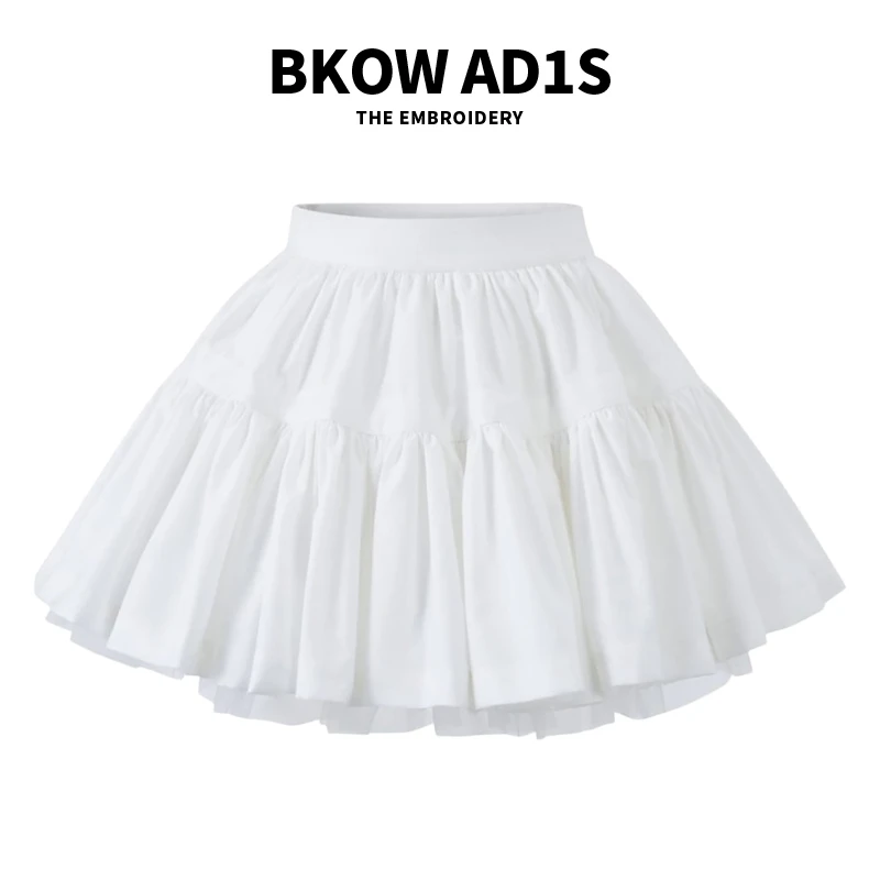 BKOW AD1S 2025新款芭蕾风双层网纱a字蛋糕裙蓬蓬裙半身裙伞裙女