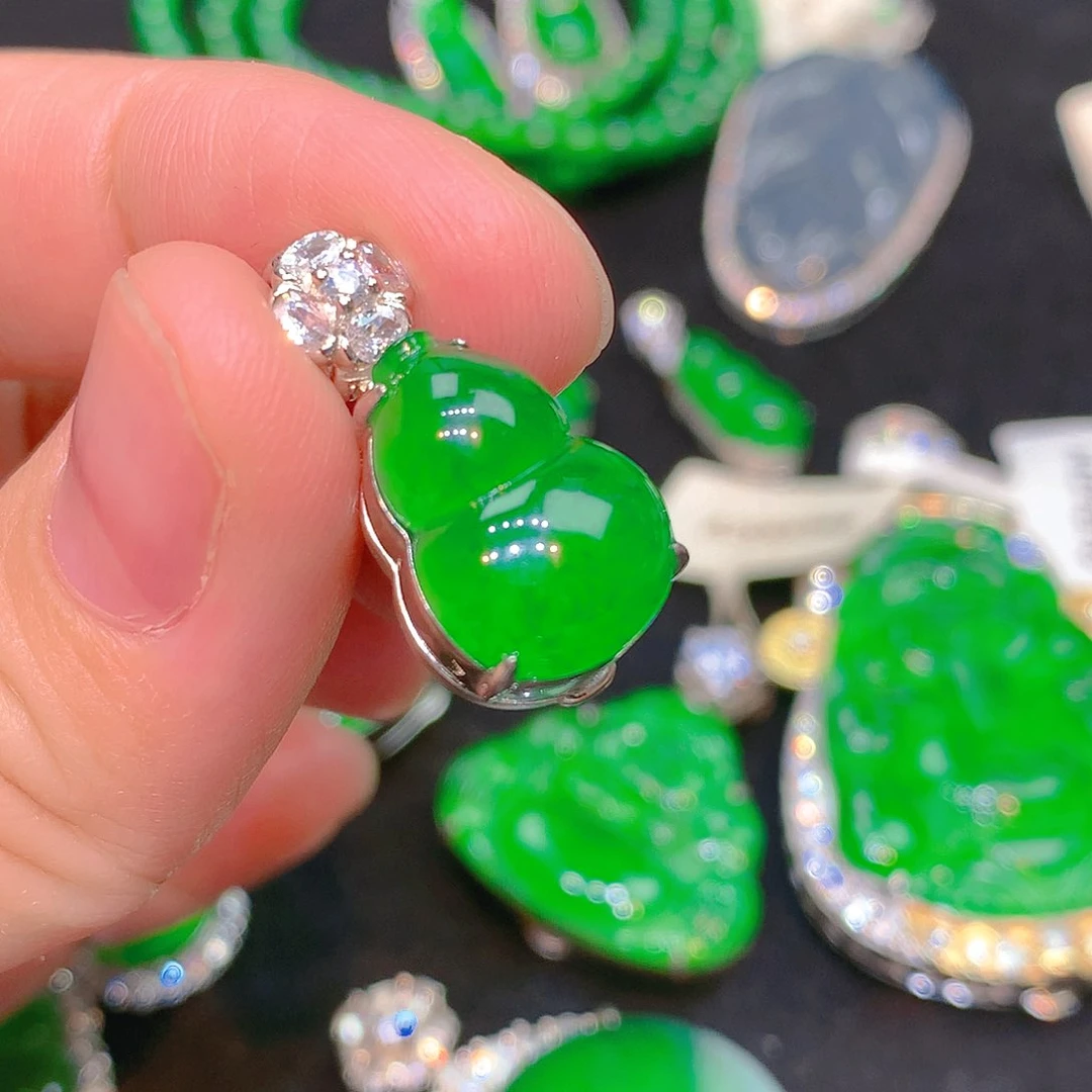 吊坠(不含链)银S925镶嵌翡翠翡翠